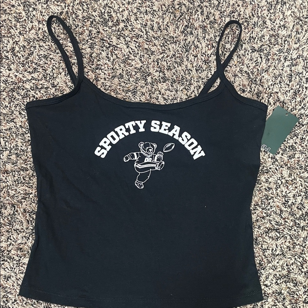 Wild Fable Sporty Season Black Graphic Cropped Tank Top Var Sizes | NWT